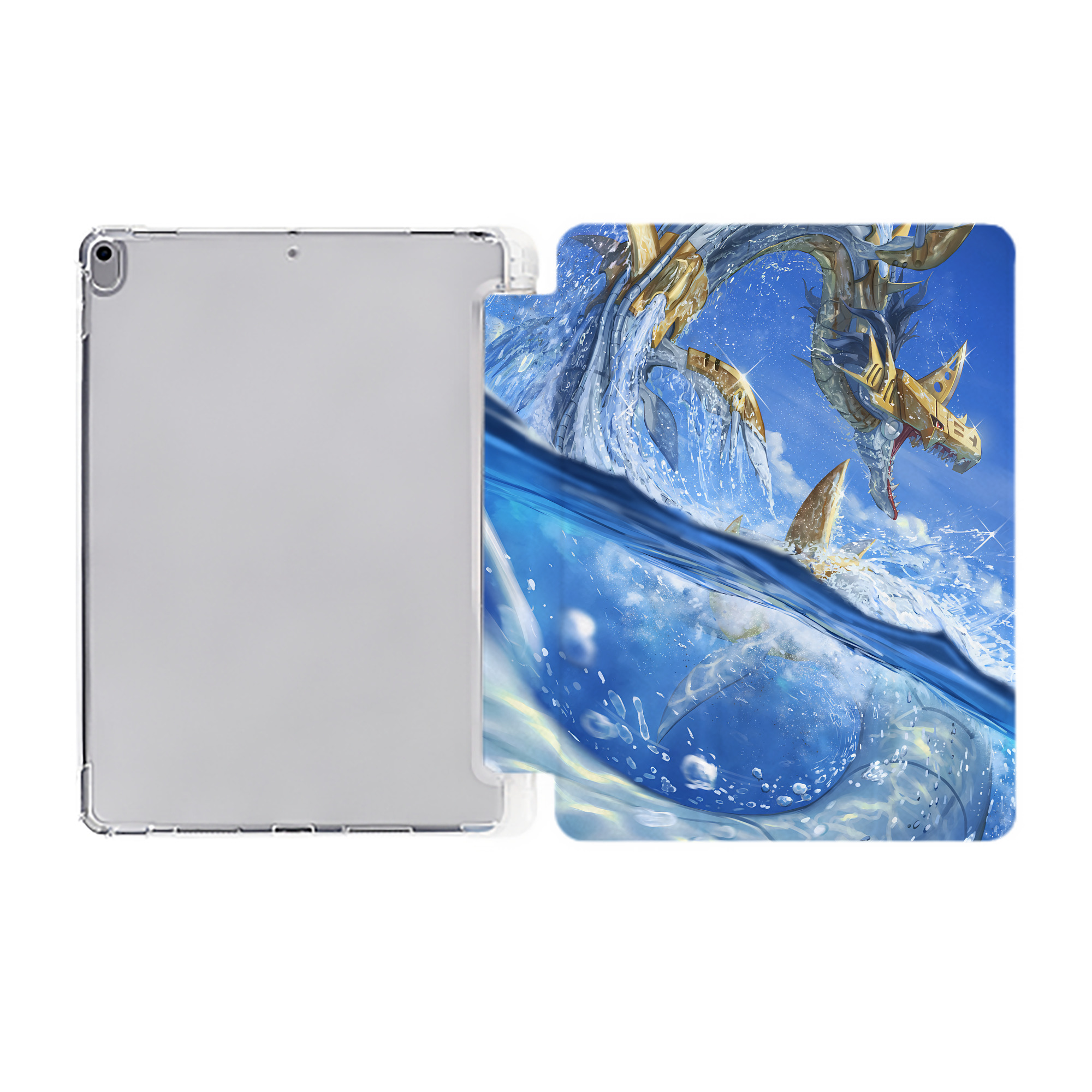 （画像用） Digimon デジタルモンスター/デジモン IPad ケース ペン収納付き 三つ折りスタンド PUレザー×シリコン 対応機種9.5/10.5/10.9インチ